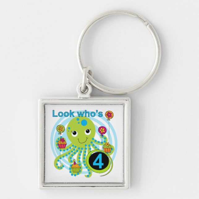Porte-clés Octopus 4e anniversaire T-shirts et cadeaux (Devant)