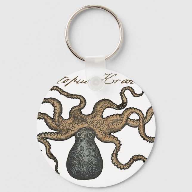 Porte-clés Octopus Kraken Illustration Vintage (Recto)