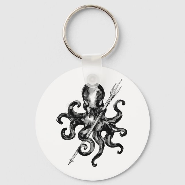 Porte-clés Octopus monochrome avec Trident (Recto)