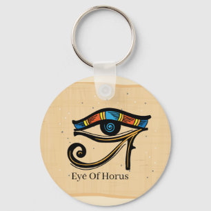 Porte-clés OEil de Horus sur papyrus, hiéroglyphes égyptiens