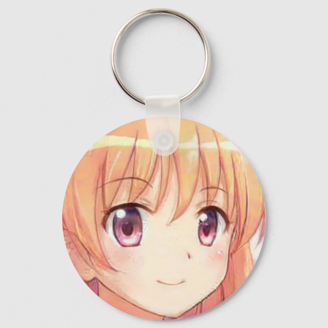 Porte-clés Oeil de prune de fille aux cheveux gingembre Anime (Recto)