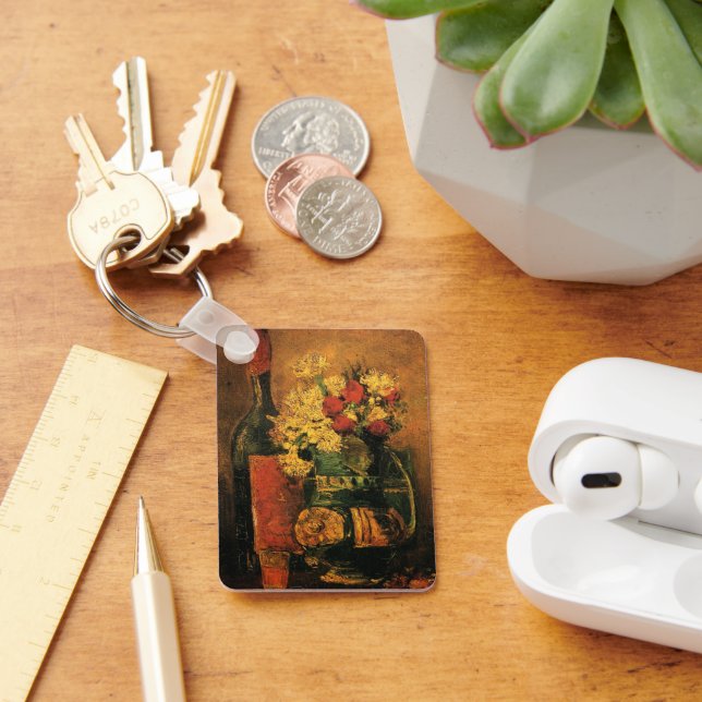 Porte-clés Oeillets, Roses et une bouteille de Vincent van Go (Bureau)