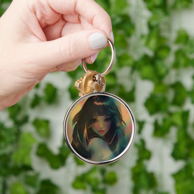 Porte-clés Oeuvre d'Anime Girl entourée de Rainbow Light (Main)