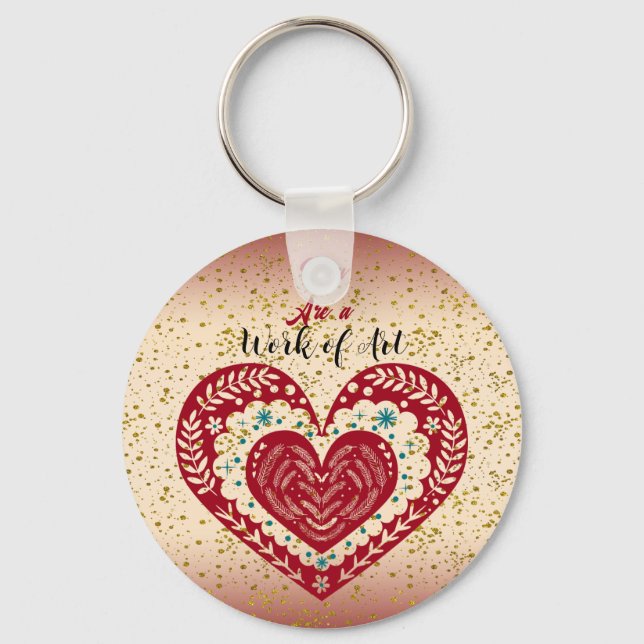 Porte-clés OEuvre d'art balayer le coeur romantique Citation  (Recto)