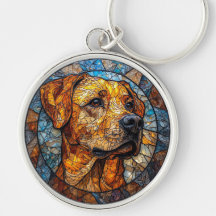 Œuvre d'art en verre coloré de Golden Retriever