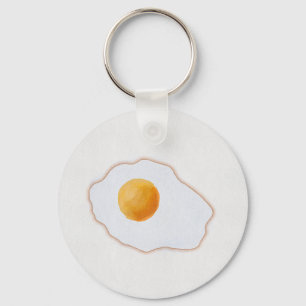 Porte-clés Œuvre d'art minimaliste de l'œuf frit à l'aquarell