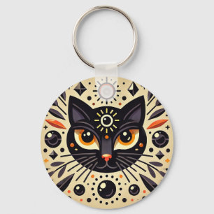 Porte-clés Œuvre d'art mystique d'un chat noir