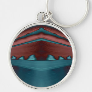 Porte-clés OEuvre futuriste cool et tendance en rouge et bleu