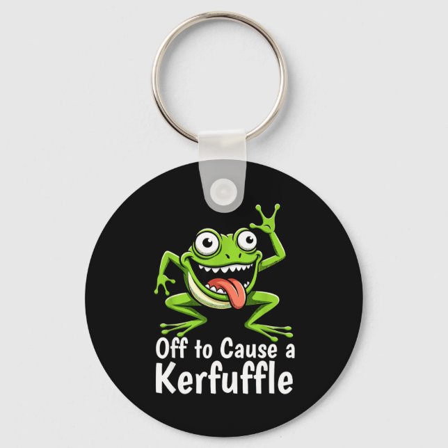 Porte-clés Off To Cause A Kerfuffle Funny Meme Frog Mischief  (Recto)