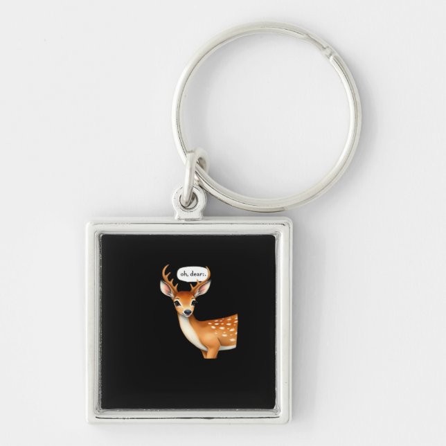 Porte-clés Oh Deer Cute Punny Deer Saying Whimsical Quote (Devant)