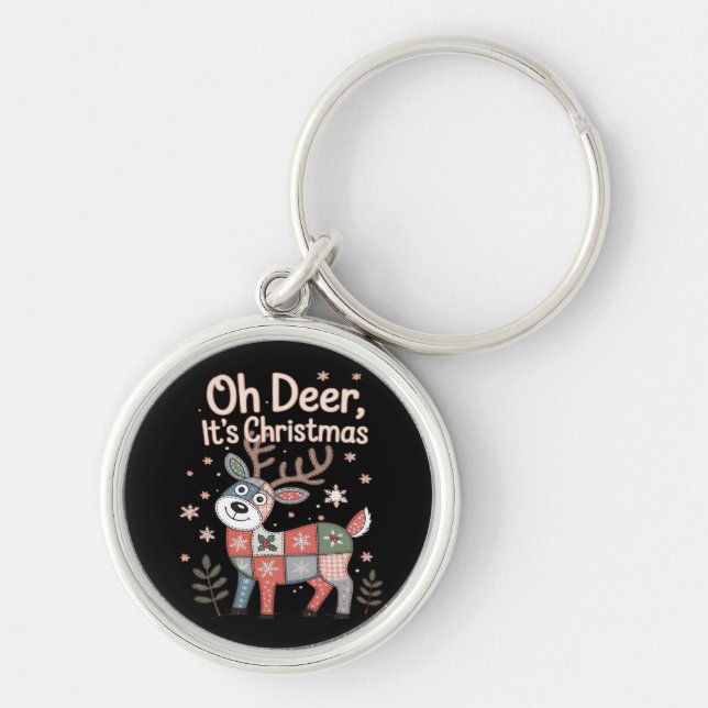 Porte-clés Oh Deer Its Christmas Miniature Patchwork Squares (Devant)