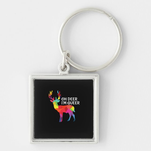 Porte-clés Oh Deer Queer Funny Pun LGBT Pride Design (Devant)