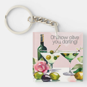 Porte-clés Oh, je t'Olive ! Aimant à martini style Punny les 