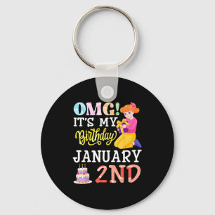 Porte-clés Oh mon dieu c'est mon anniversaire le 2 janvier Fi