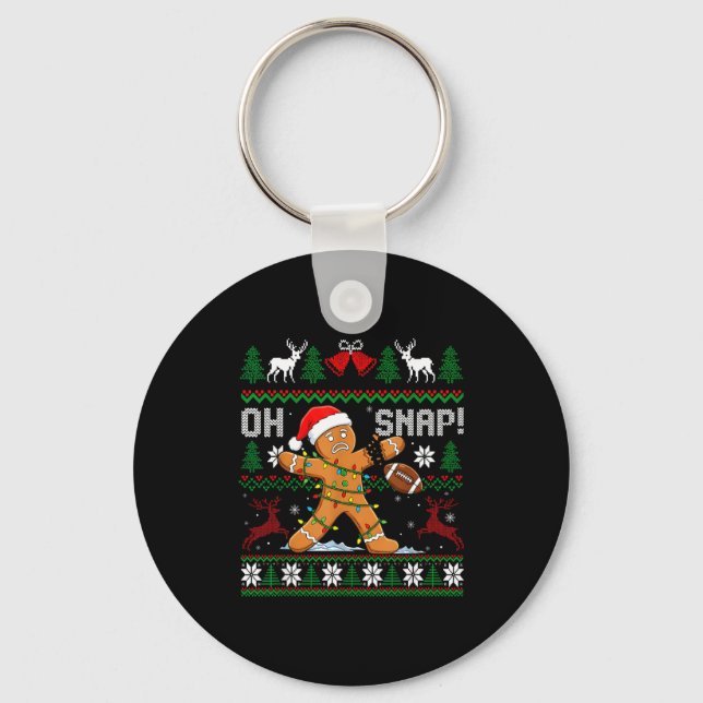 Porte-clés Oh Snap Funny Gingerbread Man Football Christmas P (Recto)