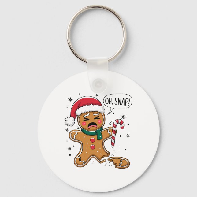 Porte-clés Oh Snap Gingerbread Man Cute Christmas Cookie King (Recto)