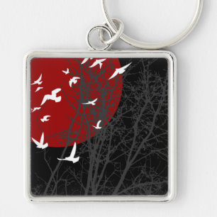 Porte-clés oiseau à silhouette