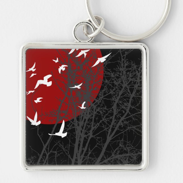 Porte-clés oiseau à silhouette (Devant)