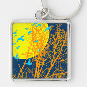 Porte-clés oiseau à silhouette