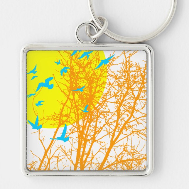 Porte-clés oiseau à silhouette (Devant)