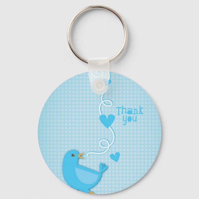Porte-clés Oiseau bleu Merci (Recto)
