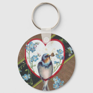 Porte-clés Oiseau bleu vintage