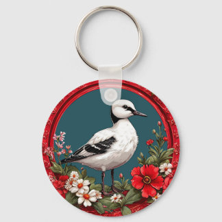 Porte-clés Oiseau Coloré avec Cadre Floral