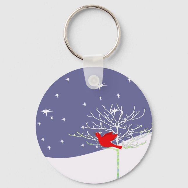 Porte-clés Oiseau de Noël rouge (Recto)
