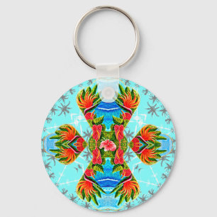 Porte-clés Oiseau hawaïen de Paradise Cross (bleu)