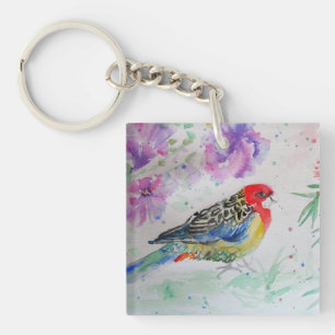 Porte-clés Oiseaux australiens Rosella Parrot Aquarelle Art