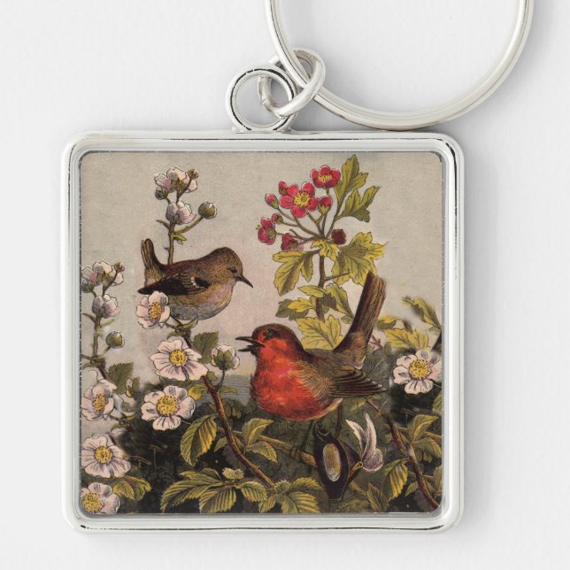 Porte-clés Oiseaux de printemps Robin Oiseaux rouges (Devant)