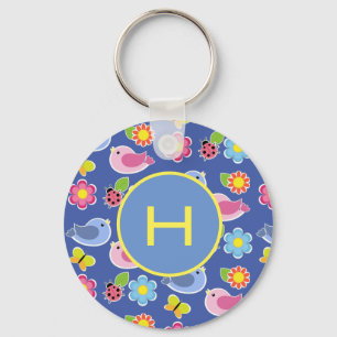 Porte-clés Oiseaux, papillons et fleurs de Ladybugs Initiale