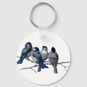 Porte-clés Oiseaux vintages sur une branche