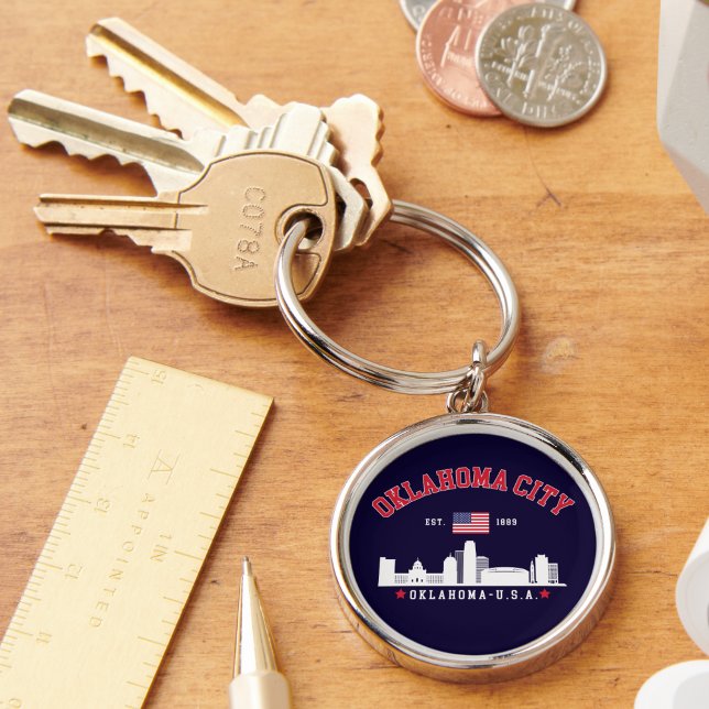 Porte-clés Oklahoma City Skyline & Flag Souvenir  (Créateur téléchargé)
