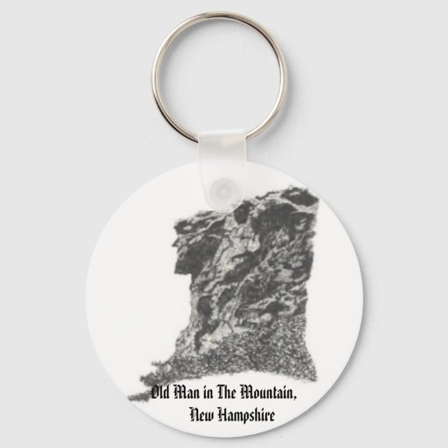 Porte-clés Old Man in The Mountain, NH- Artist's Pen Sketch (Recto)