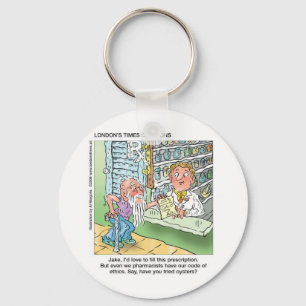 Porte-clés Old Man & The Pharmacy Funny Offbeat Cartoon Gifts