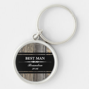 Porte-clés Old Wood Black BEST MAN Mariage Porte - clé
