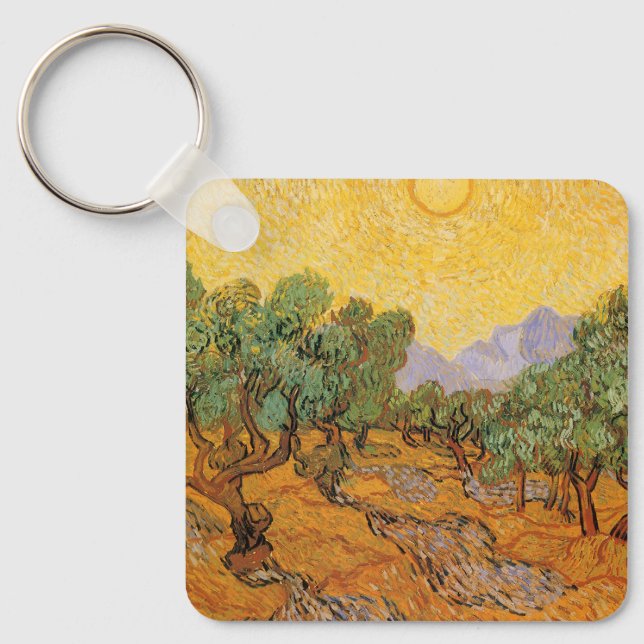 Porte-clés Oliviers, Ciel Jaune et Soleil, Vincent van Gogh (Recto)