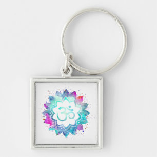 Porte-clés *~* OM AUM Symbole Lotus Lily Aquarelle Mandala