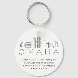 Porte-clés Omaha, Nebraska Stylisé Skyline   Slogan personnal
