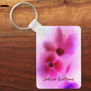 Porte-clés Ombre rose violet Twin Flowers Peinture Signature