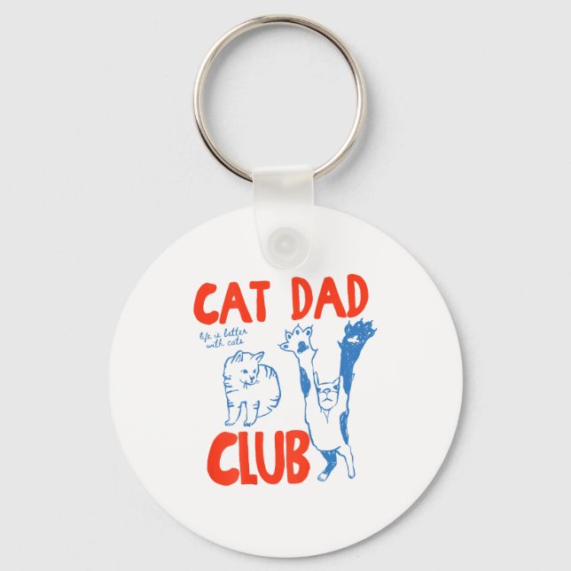 Porte-clés (on Back) Cat Dad Club Life Is Better With Cats Fa (Recto)