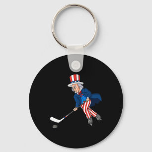 Porte-clés Oncle Sam Hockey 4 juillet Patriotique Garçons T