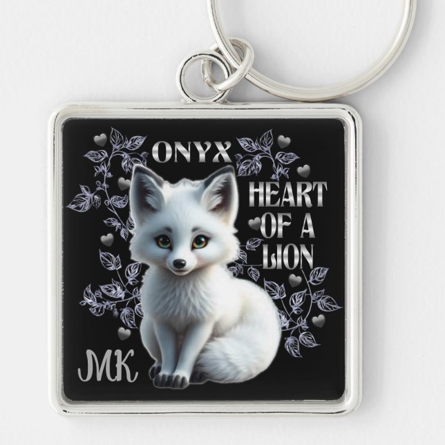 Porte-clés Onyx Personnalisé - Cœur De Lion Noir (Devant)