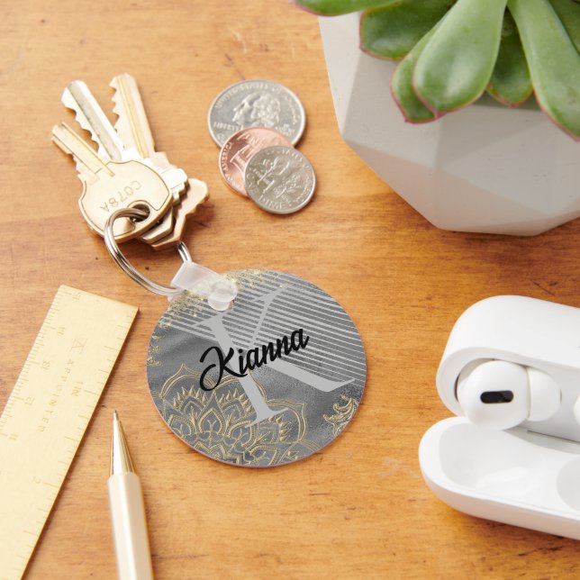 Porte-clés Or Lotus Mandala Glitogramme (Bureau)