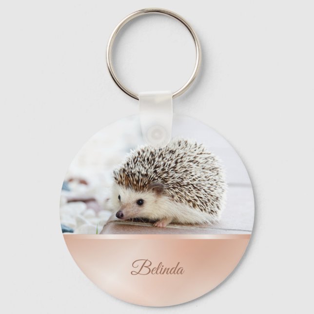 Porte-clés Or Rose de hérisson mignon (Recto)