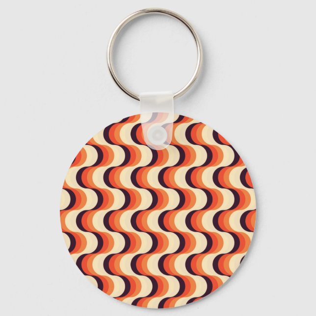 Porte-clés Orange, Crème, Cinquante rétro Brown Art Abstrait (Recto)