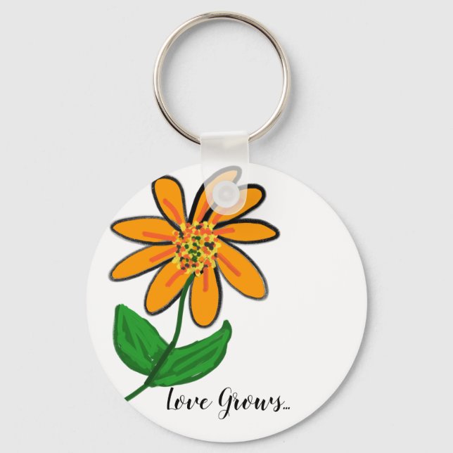 Porte-clés Orange Floral Love Groves (Recto)