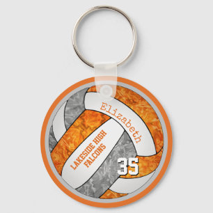 Porte-clés orange gris couleurs de l'école nom personnalisé v