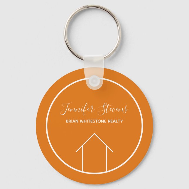 Porte-clés Orange Immobilier Société Réalisateur Personnalisé (Recto)